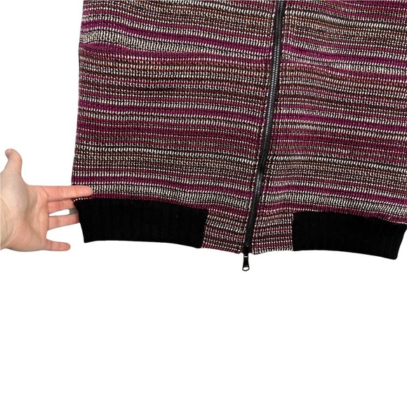 Woven Maroon, White & Black Striped Reversible Zipper Front Vest - Picture 4 of 12